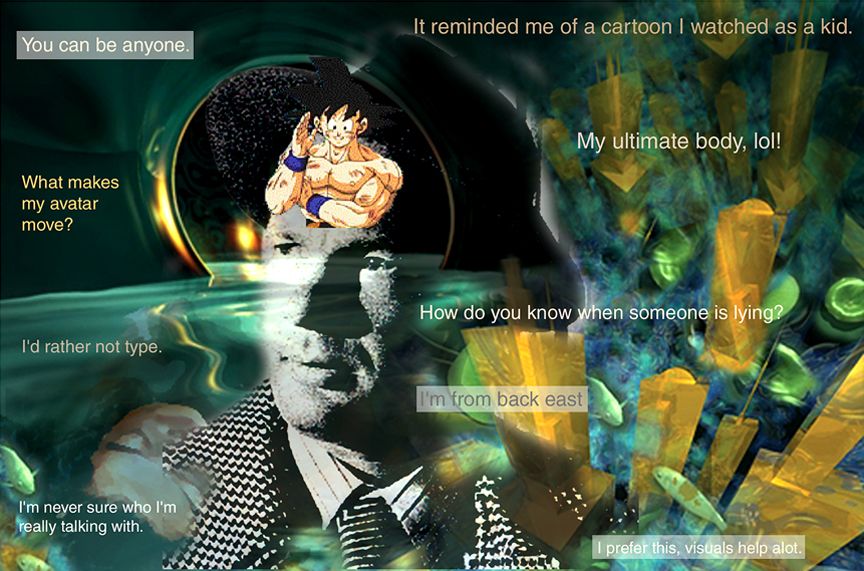 The images include chosen avatars, pictures of the individuals, and quotes, showcasing the interactive world of communication through graphics icons, symbols.